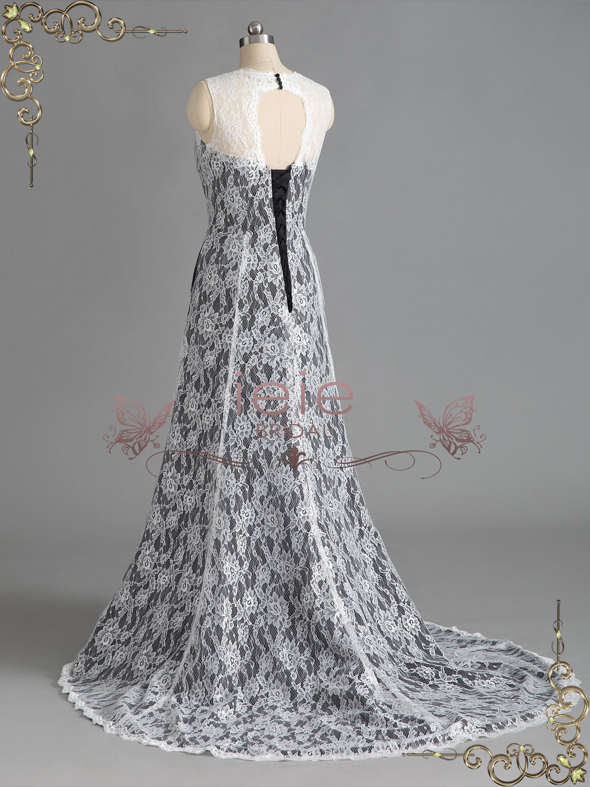 Black Wedding Dress with Ivory Lace LUCY