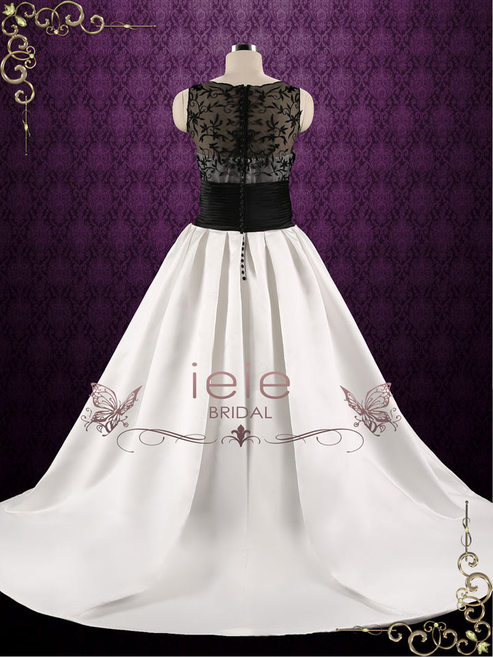 Black and White Lace A-line Wedding Dress LORRAINE ieie Black and White Lace A-line Wedding Dress LORRAINE ieie
