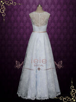 Pastel Blue Lace Overlay Wedding Dress POLINA