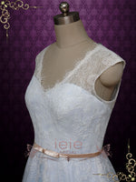 Pastel Blue Lace Overlay Wedding Dress POLINA