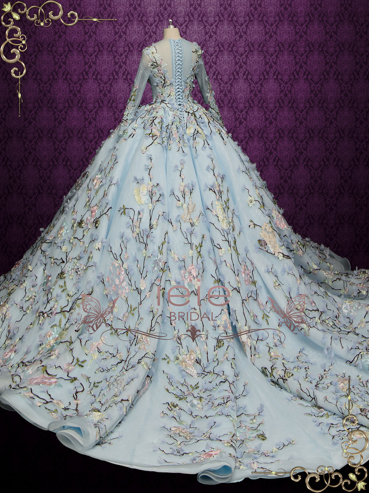 long sleeve light blue wedding dress Rustic Wedding Dresses with Sleeves,Dusty Blue Wedding Dress Outdoor,WD00333, US4 / Blush Pink