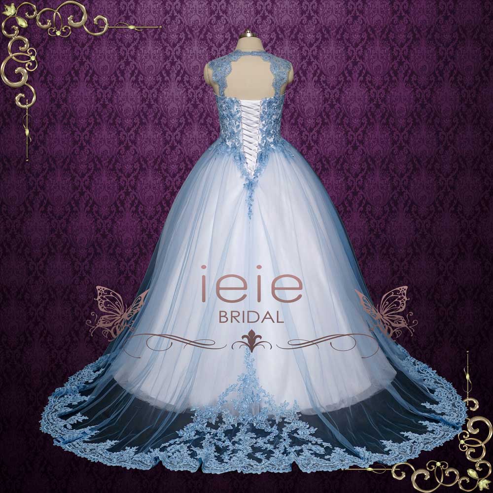 Attractive Ice Blue Ball Gown Lace Wedding Dress main image 1