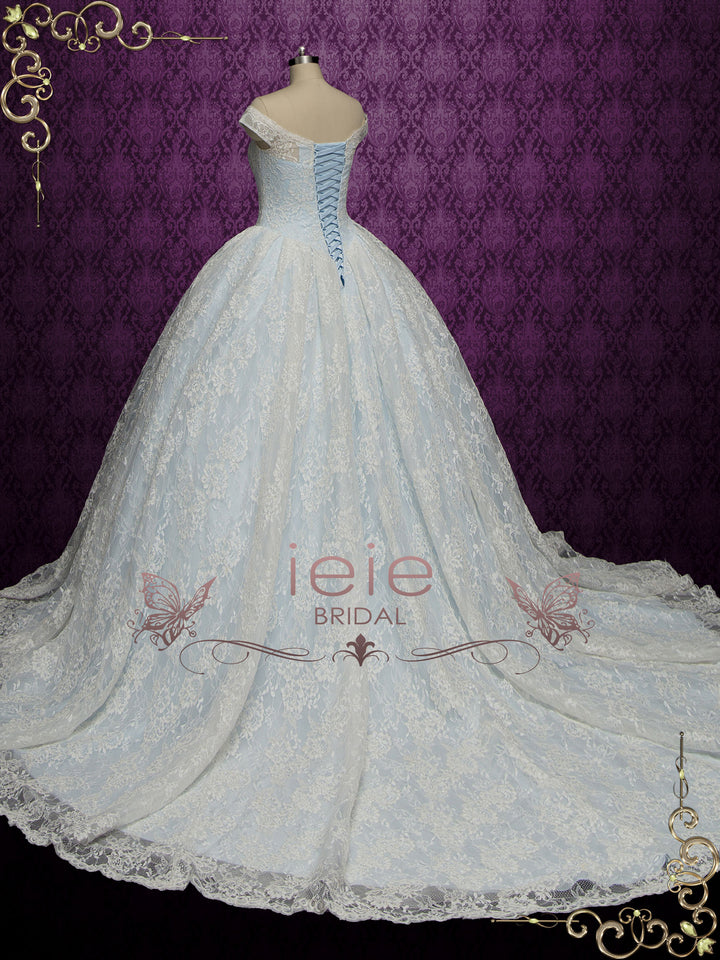Blue Ball Gown Lace Wedding Dress ELISHA