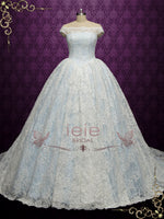 Blue Ball Gown Lace Wedding Dress ELISHA
