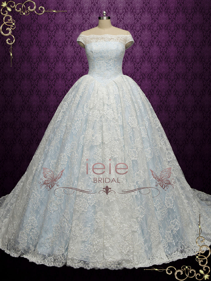 Blue Ball Gown Lace Wedding Dress ELISHA