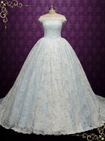 Blue Ball Gown Lace Wedding Dress ELISHA