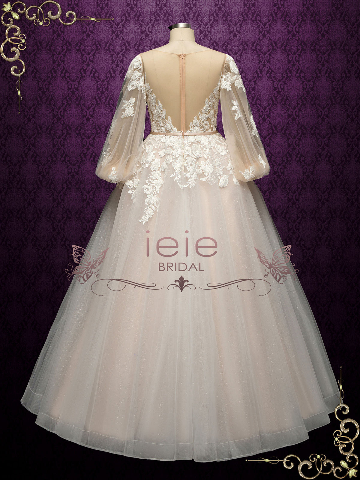 Blush Lace Ball Gown Wedding Dress ZELLA