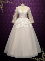 Blush Lace Ball Gown Wedding Dress ZELLA