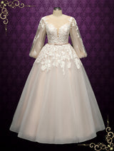 Blush Lace Ball Gown Wedding Dress ZELLA