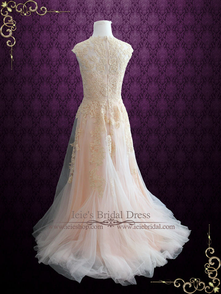 Ready to Wear Blush Pink Lace Wedding Dress KORI