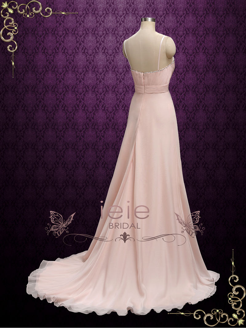 Blush Pink Chiffon Maid of Honor Bridesmaid Dress
