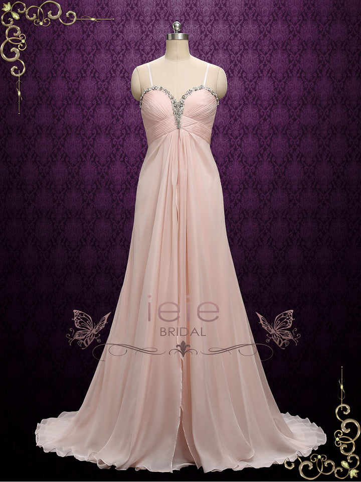 Blush Pink Chiffon Maid of Honor Bridesmaid Dress | A9 ieie Blush Pink Chiffon Maid of Honor Bridesmaid Dress | A9 ieie