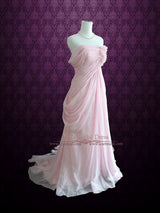Blush Pink Ethereal Goddess Off Shoulder Prom Dress
