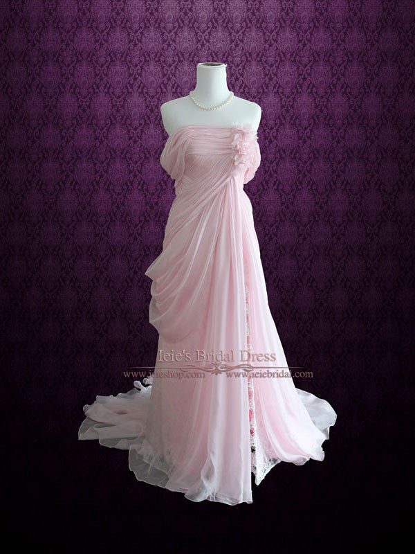 Blush Pink Ethereal Goddess Off Shoulder Prom Dress