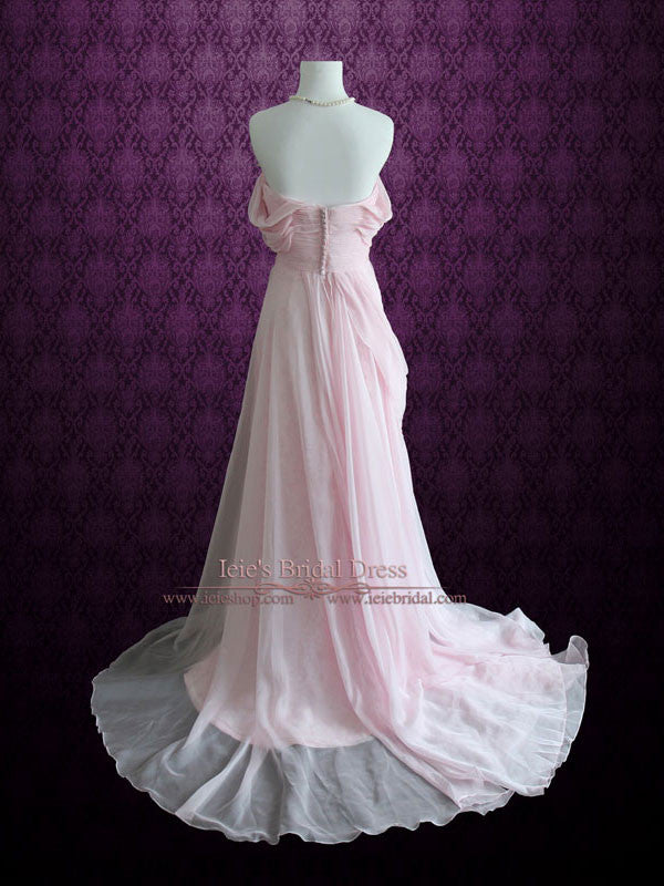 Blush Pink Ethereal Goddess Off Shoulder Prom Dress