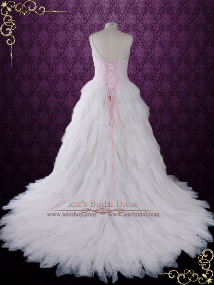 Blush Pink Wedding Dress with Ruffle Skirt TAMMIE