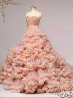 Blush Strapless Ruffles Wedding Dress WONDERSTRUCK