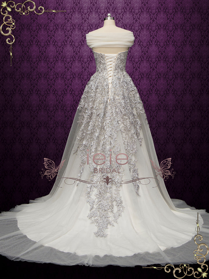Boho Silver Lace Wedding Dress DALLA