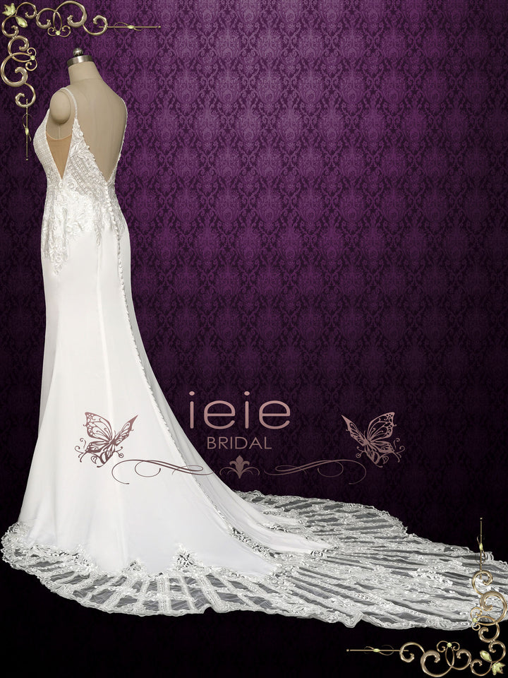 Lace Boho Wedding Dress with Lace Train ARIN