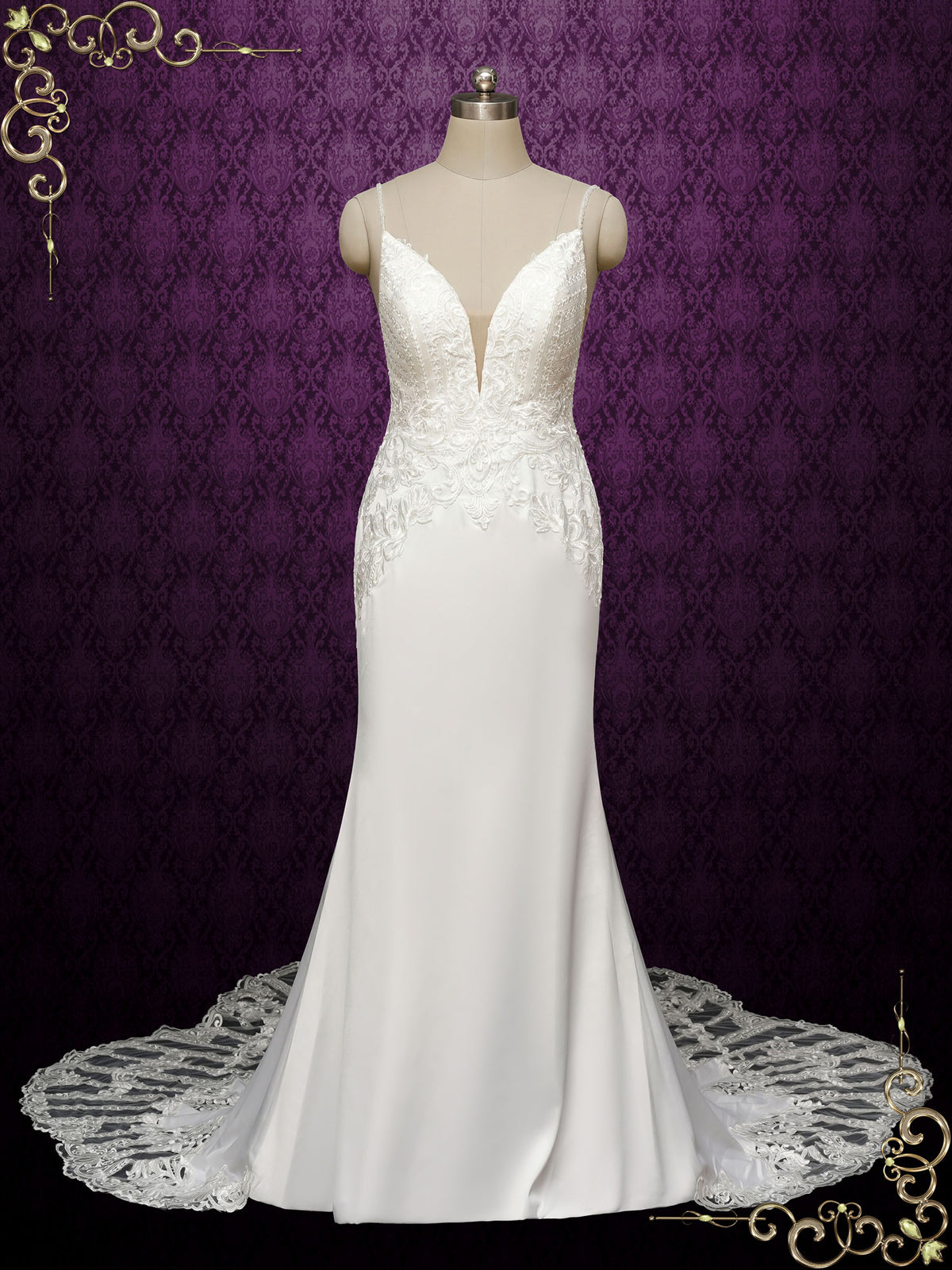 Lace Boho Wedding Dress with Lace Train | ARIN