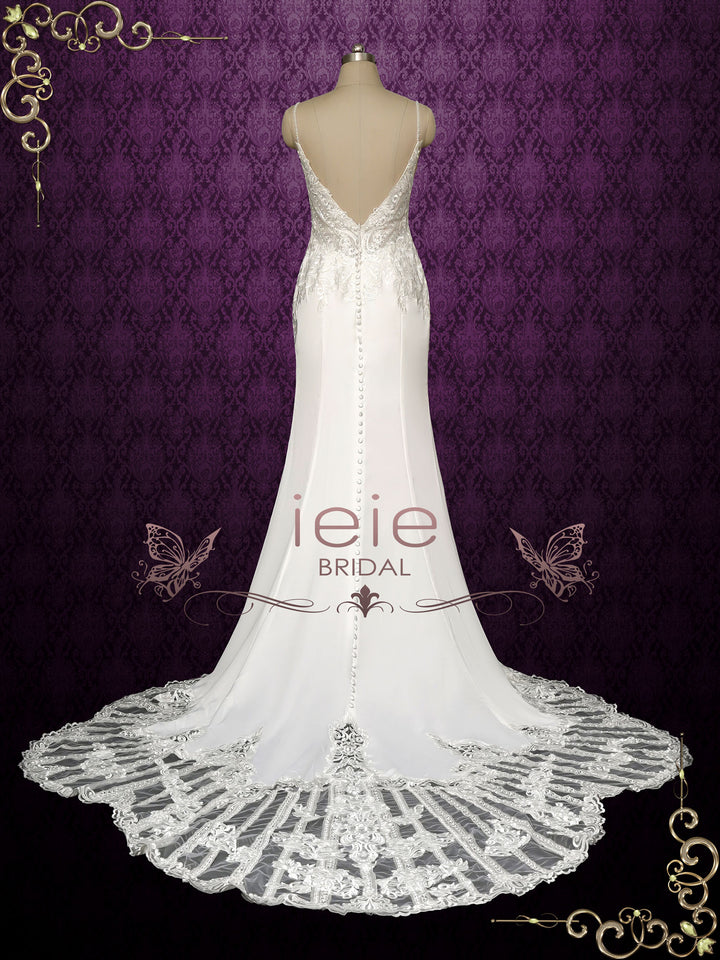 Lace Boho Wedding Dress with Lace Train | ARIN