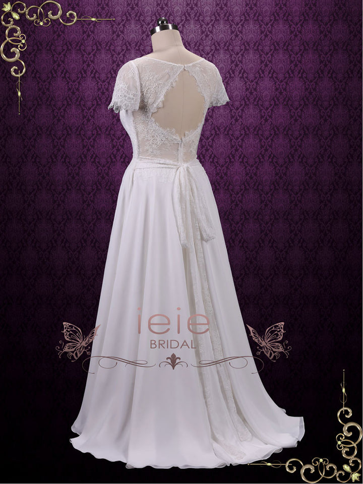 Boho Style Chiffon Lace Wedding Dress | Sharon