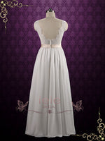 Boho Style Lace Chiffon Wedding Dress with Open Back BETHANY