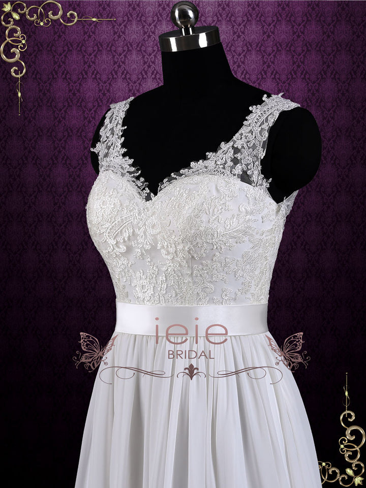 Boho Style Lace Chiffon Wedding Dress | IRINA