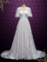 Romantic Boho Lace Wedding Dress with Butterfly Sleeves MILANA