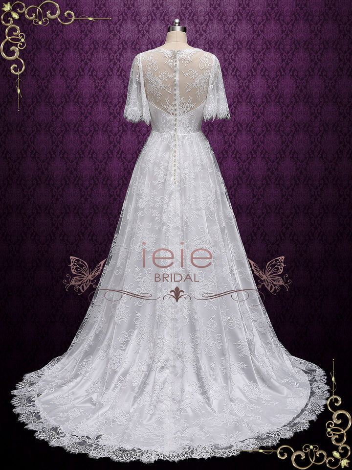 Romantic Boho Lace Wedding Dress with Butterfly Sleeves MILANA