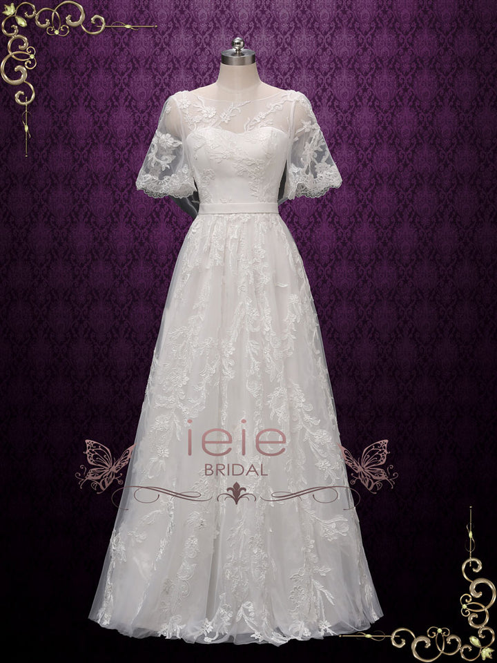 Boho Lace Wedding Dress with Butterfly Sleeves MELODIE