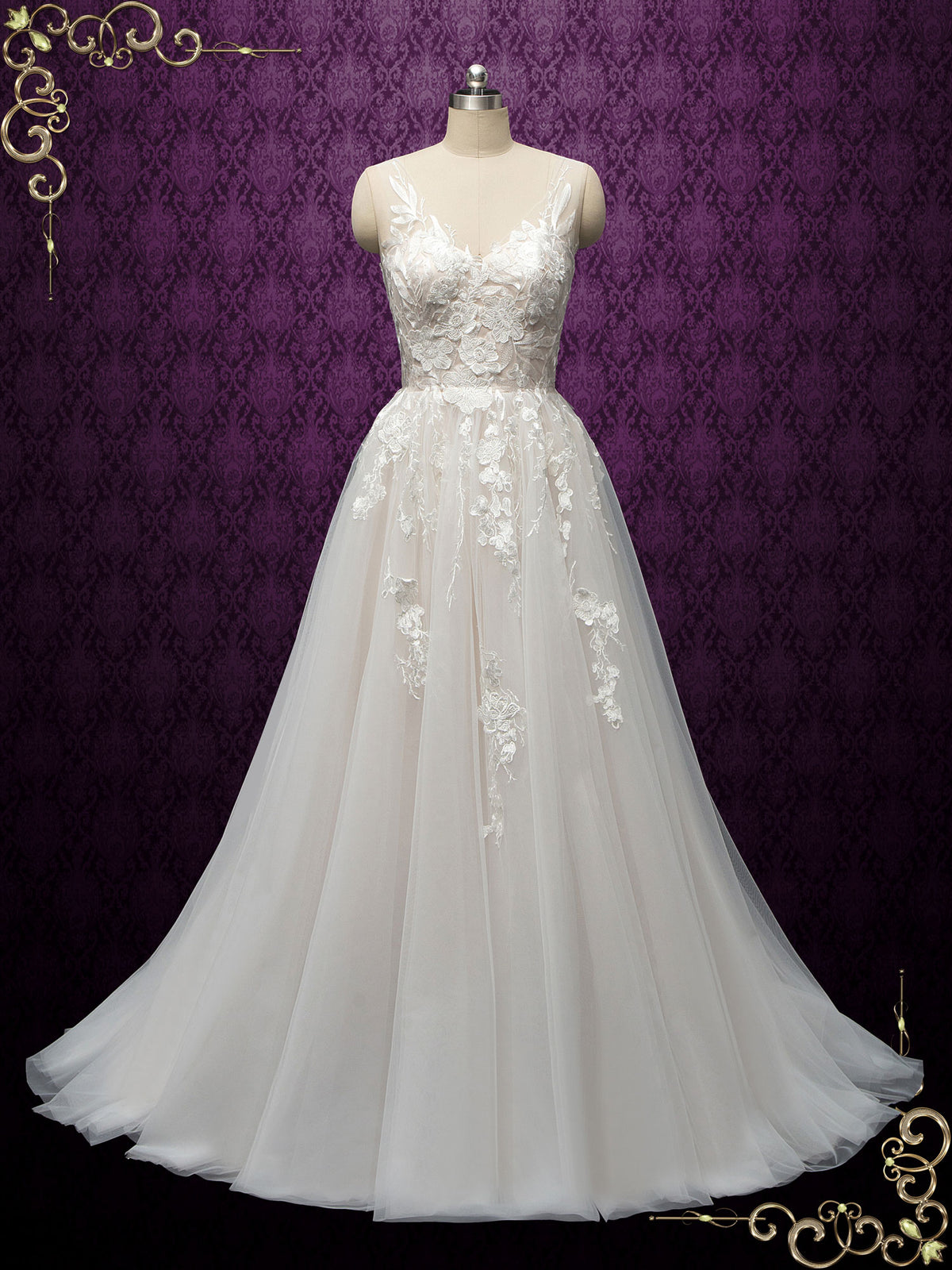 Romantic Lace Tulle Wedding Dress LYNETTE