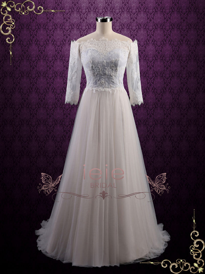 Boho Style Off the Shoulder Lace Wedding Dress GABY