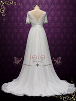 Boho Style Vintage Lace Chiffon Wedding Dress | PATRICIA