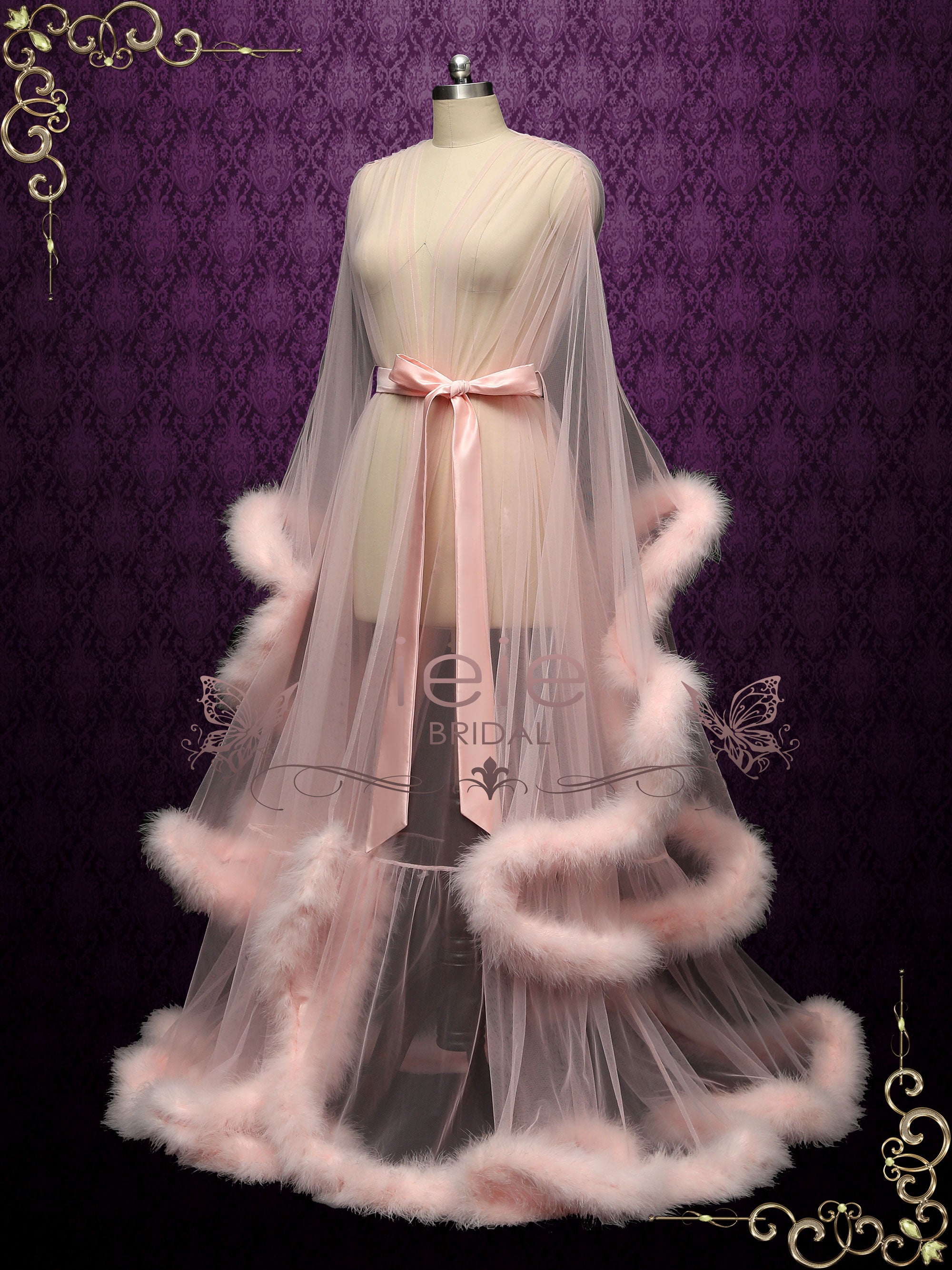 Pink Honeymoon Wedding Marabou Fur Edge Boudoir Robe CICI – ieie
