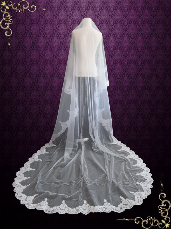 Cathedral Length Lace Mantilla Wedding Bridal Veil | VG1002