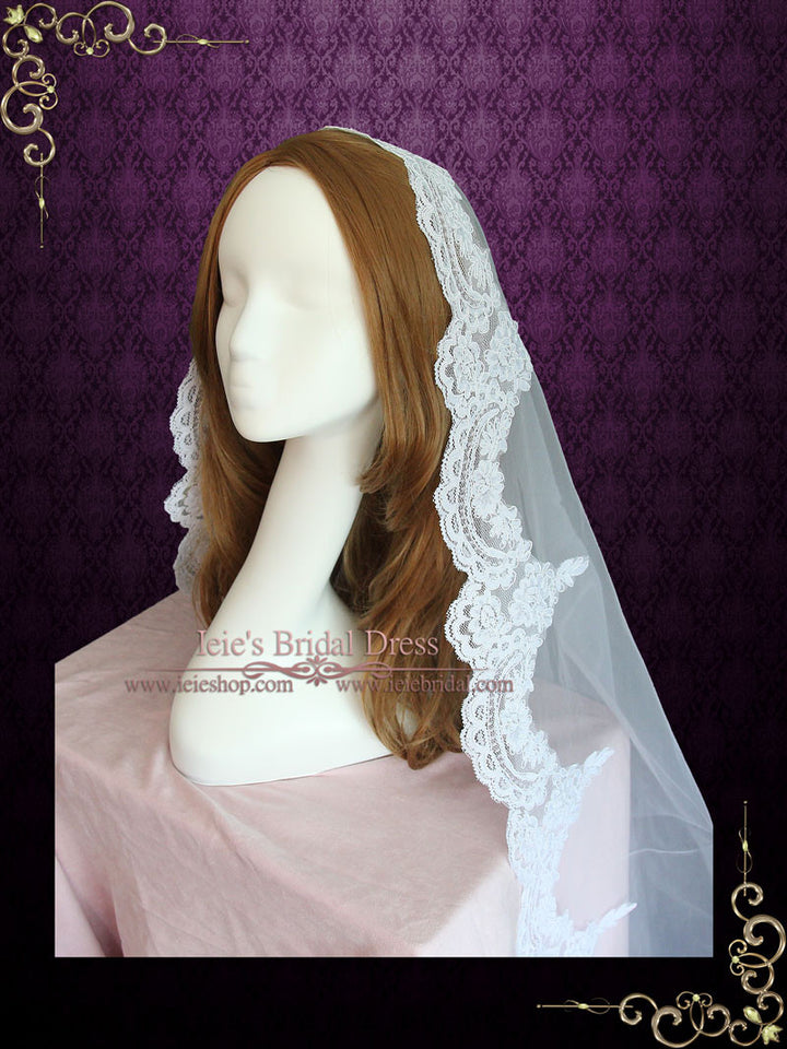 Chapel Length Lace Mantilla Wedding Bridal Veil 90''