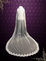 Cathedral Length Lace Wedding Veil Gathered at the top  VG1050