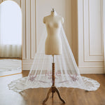 Cathedral Length Wedding Veil with Lace around Train VG3039