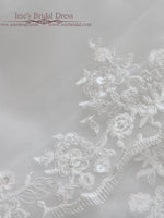 Cathedral Length Mantilla Veil with Floral Lace Edge VG1078