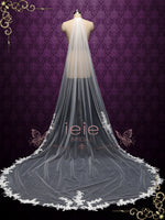 Long Lace Wedding Veil with Floral Applique on Train VG2022