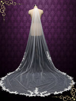 Long Lace Wedding Veil with Floral Applique on Train VG2022