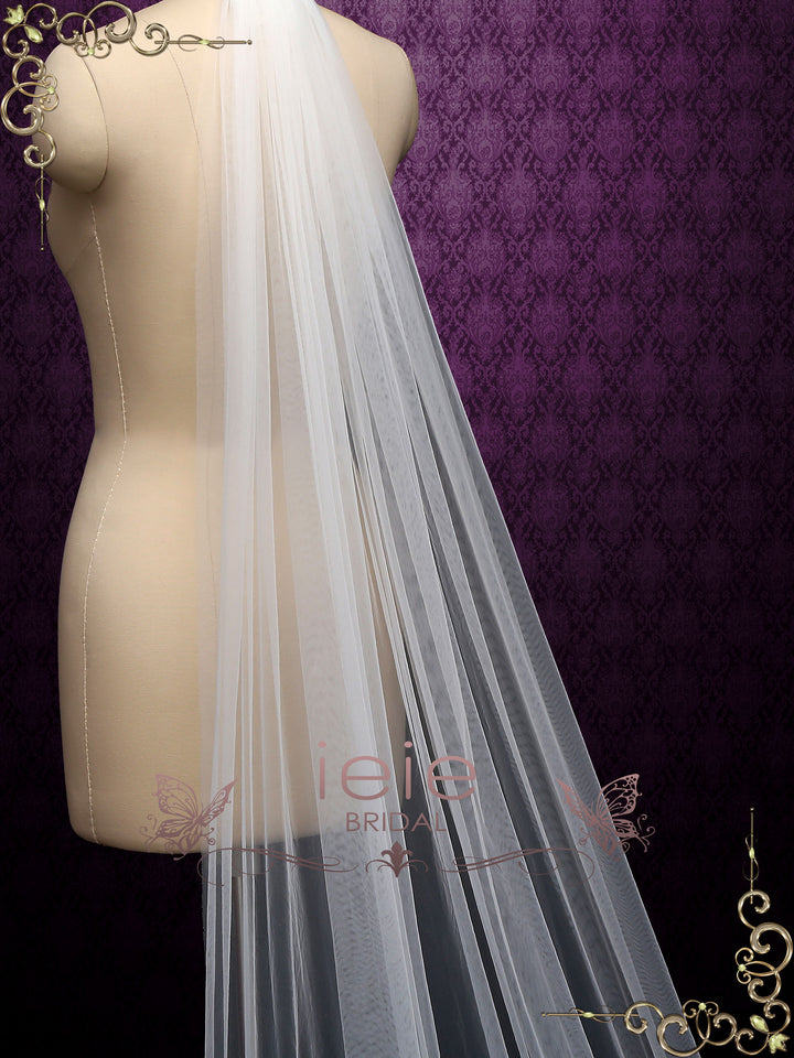 Long Lace Wedding Veil with Floral Applique at Bottom VG2022