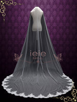 Cathedral Length Wedding Veil with Lace at the Hem VG2006