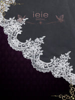 Extra Wide Cathedral Length Wedding Veil with Lace at the Hem VG2006W