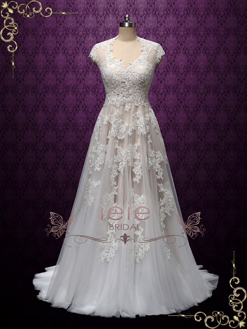 Champagne Boho Beach Lace Wedding Dress KORYNNE