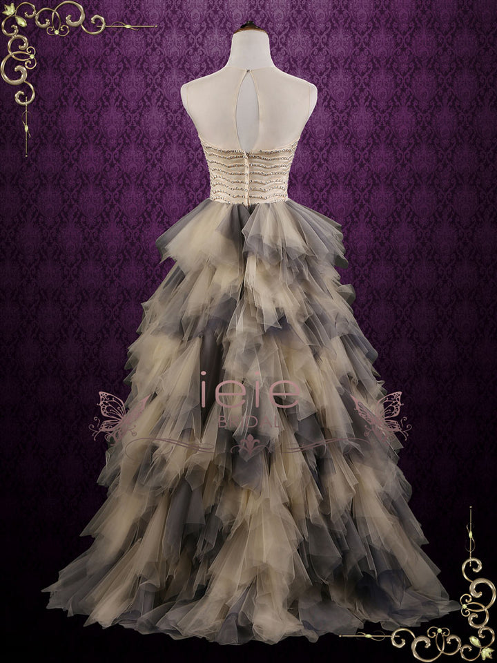 Unique Black Ruffle Ball Gown Wedding Dress | Evie