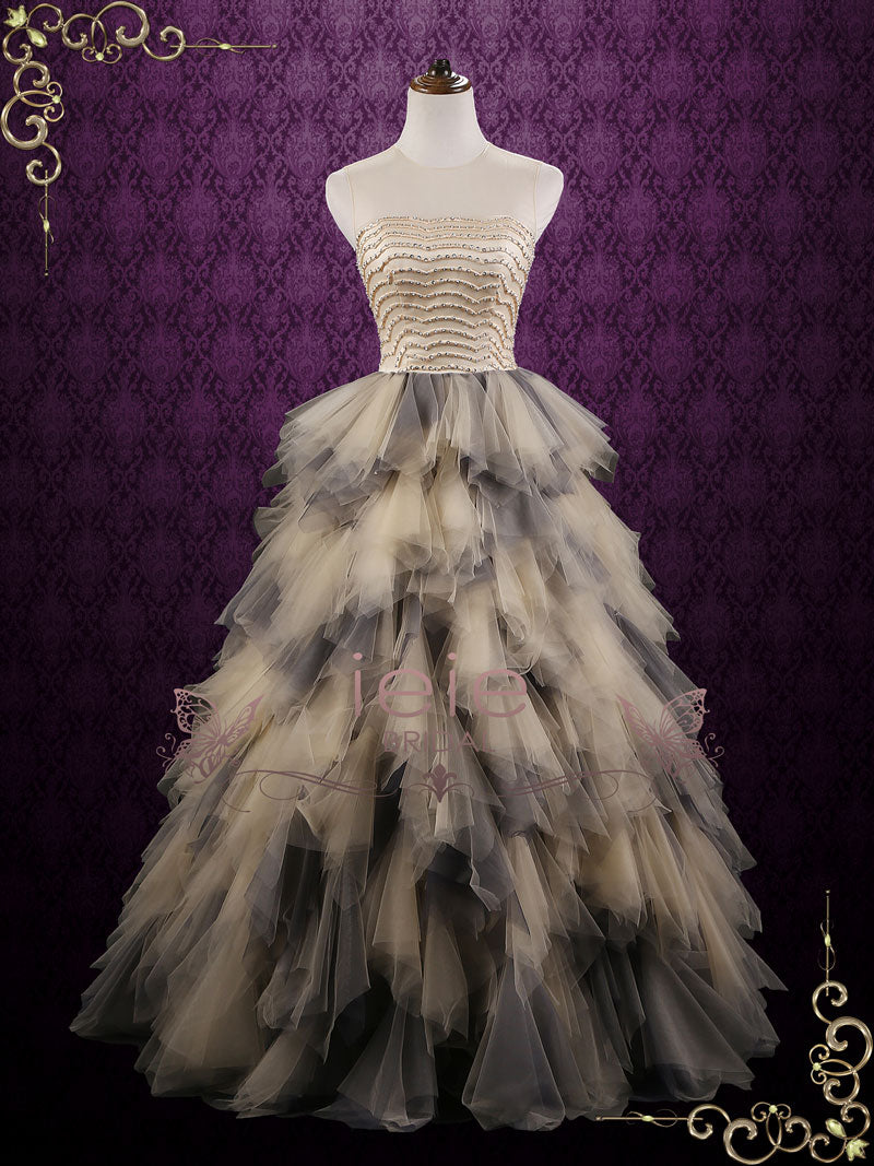 black and champagne wedding dress Lissette Champagne and Black Wedding Dress
