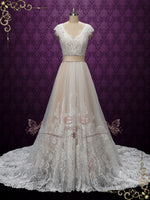 Vintage Champagne Lace Wedding Dress | ARDEN