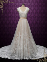 Vintage Champagne Lace Wedding Dress | ARDEN